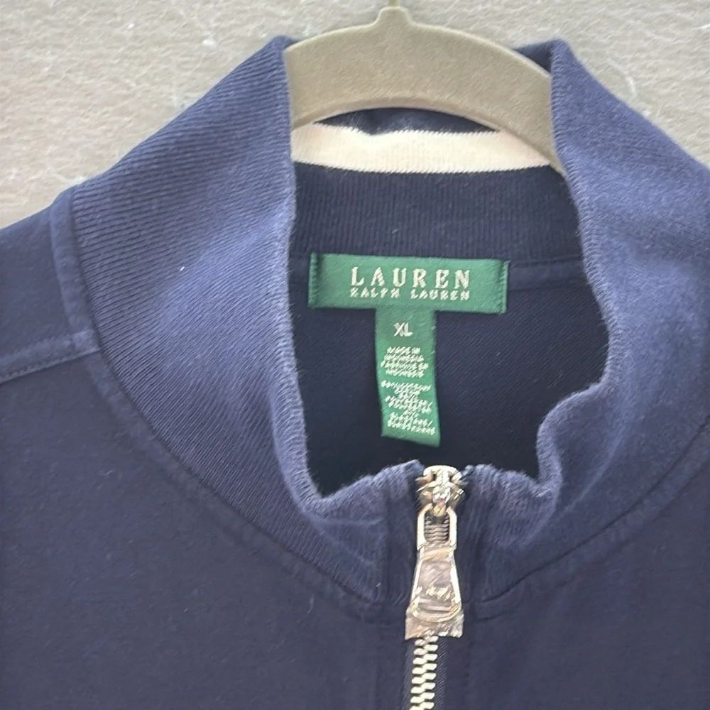 Lauren Ralph Lauren - NWOT women’s navy full Zip-Up knit cotton bomber Jacket XL